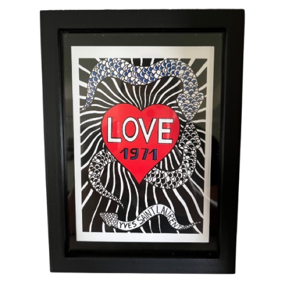 Vintage YSL Love Postcard Framed - Picture 1 of 2